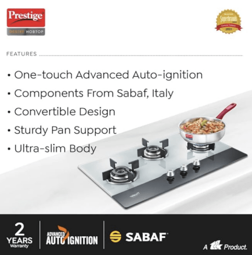 Prestige Desire Hob Top PHTD 03 Al, 3 Burner & Advanced auto Ignition - Image 3